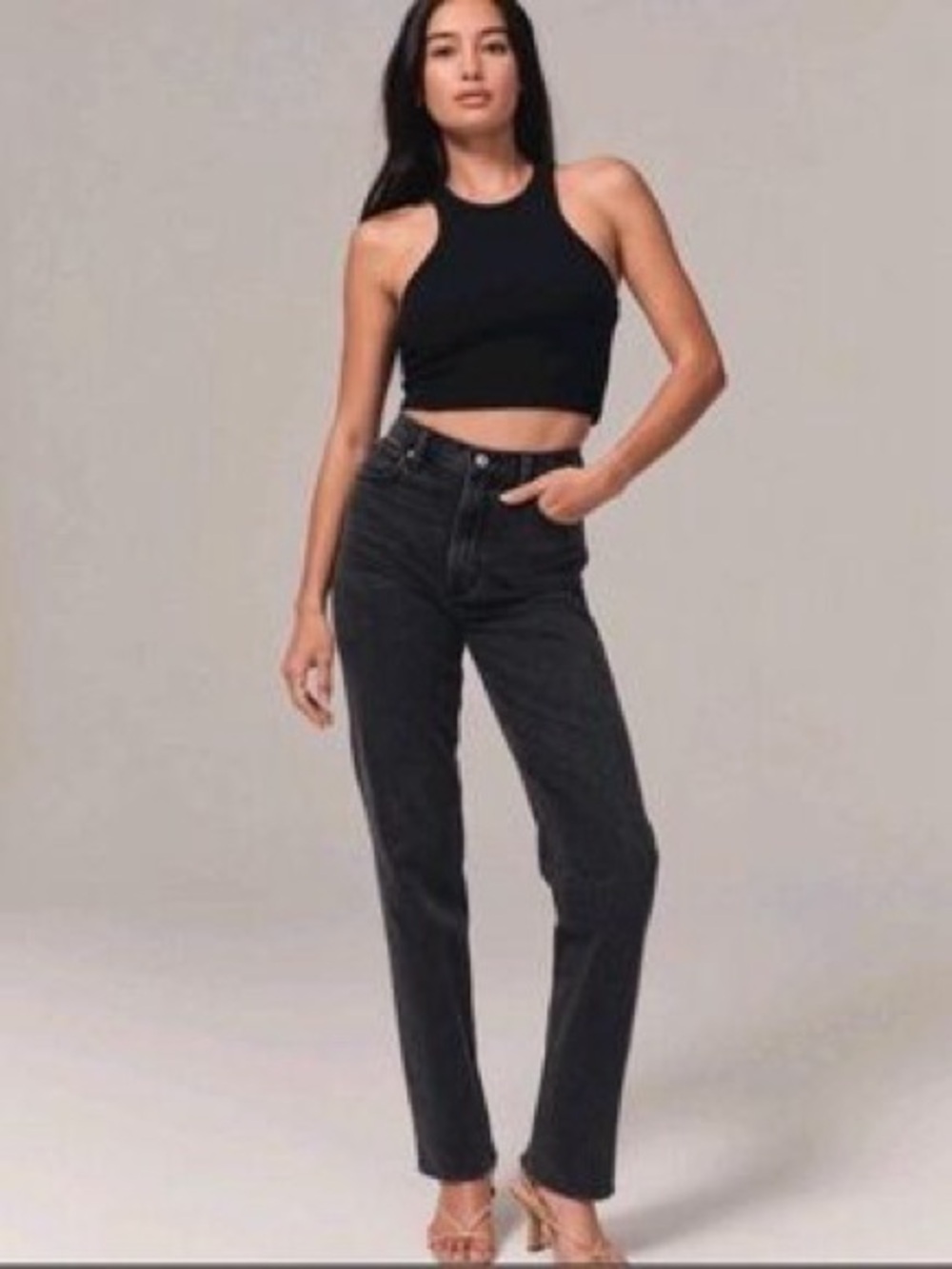 Abercrombie & Fitch Ultra High Rise 90s Straight Jean In Washed Black